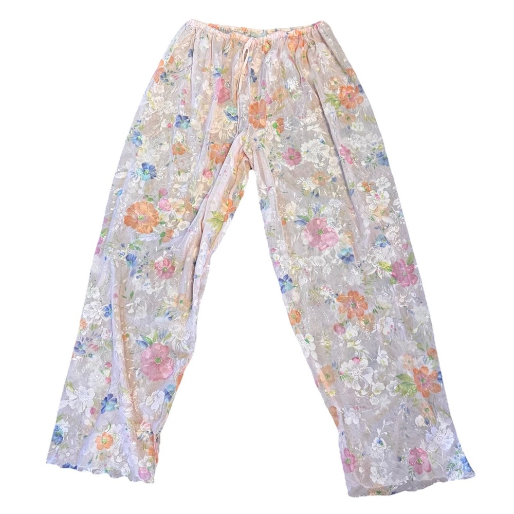 Victoria Secret Floral Lace PJ Pants Small Sheer Light Pink Y2K Soft Girl